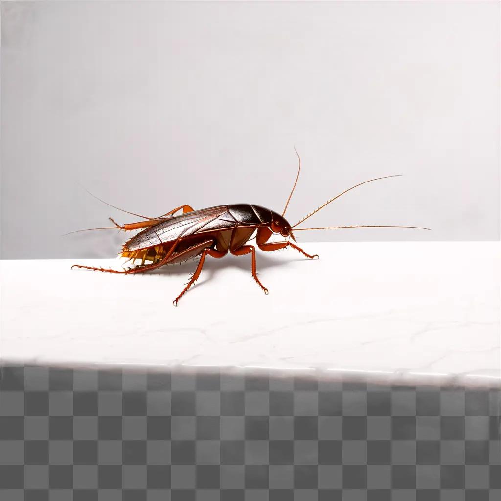 large cockroach on a white surface