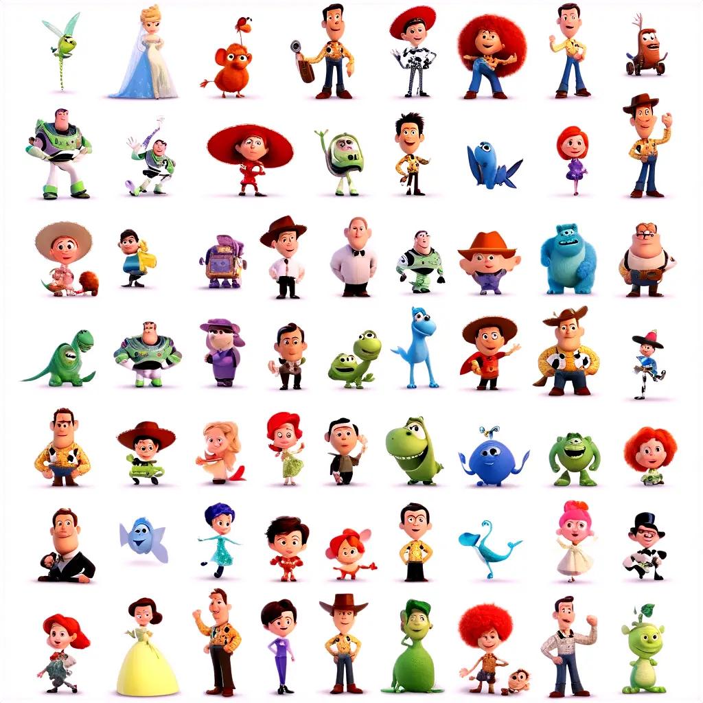 large collection of Pixar characters