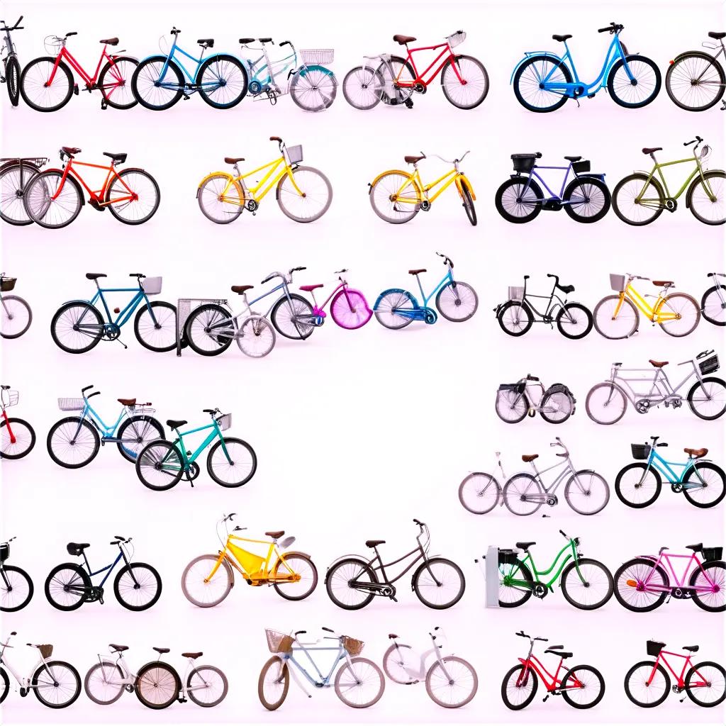 large collection of bikes with different colors and designs