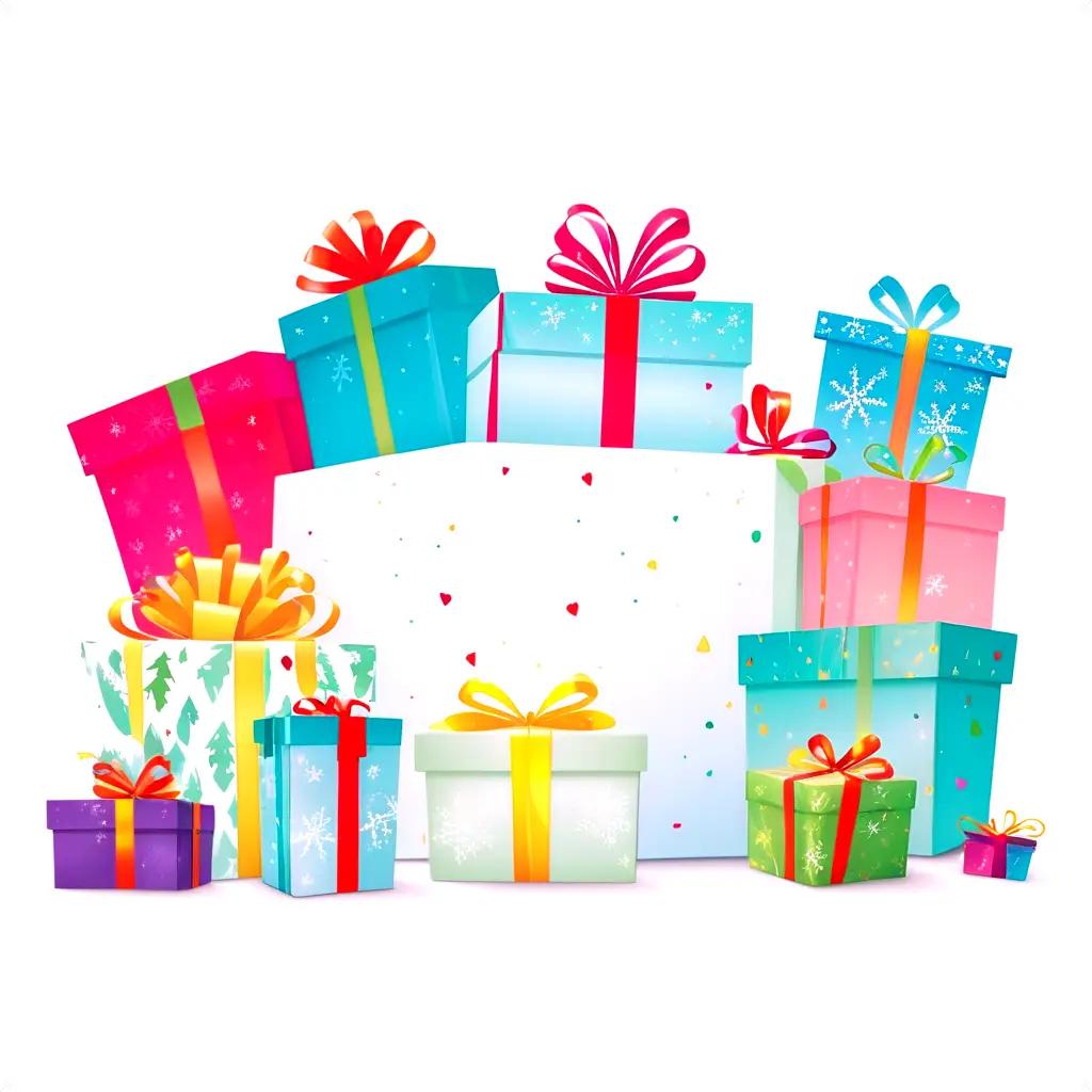 large collection of colorful gift boxes on a white background