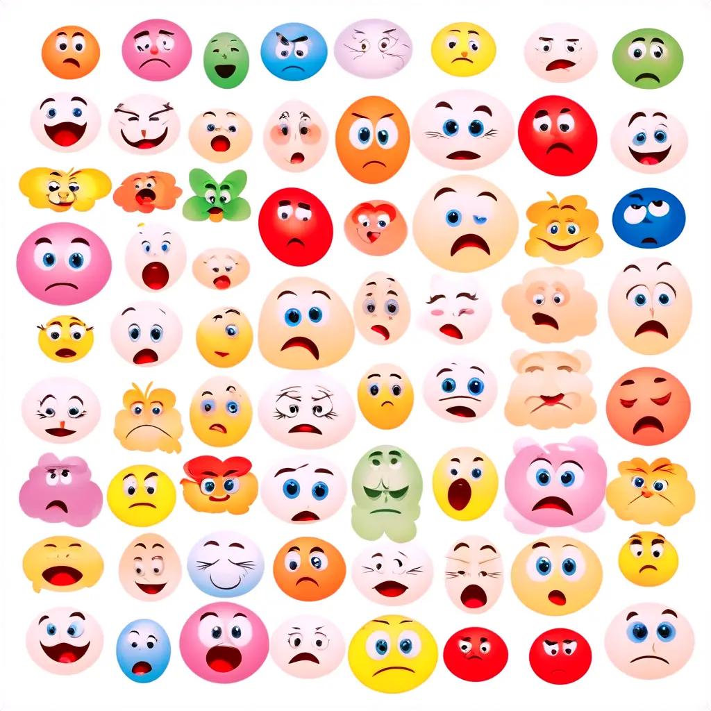 large collection of emotions in different colors and styles