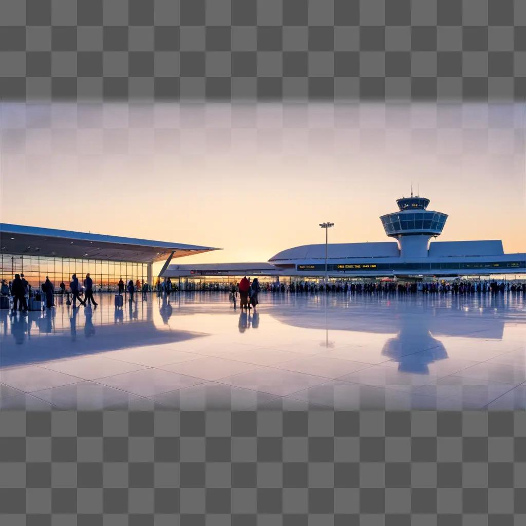 large crowd of people at an airport terminal