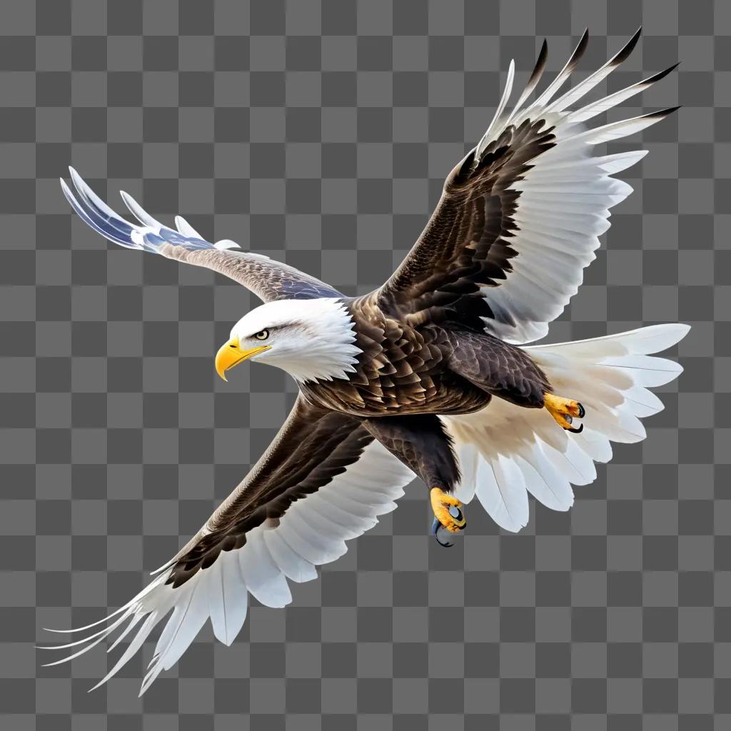 large eagle spreads its wings on a transparent background