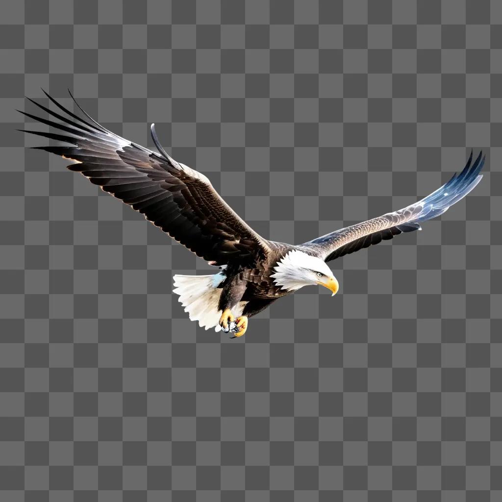 large eagle with a transparent background flies through the air