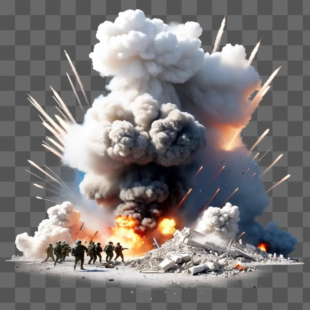 large explosion in the sky with smoke and debris