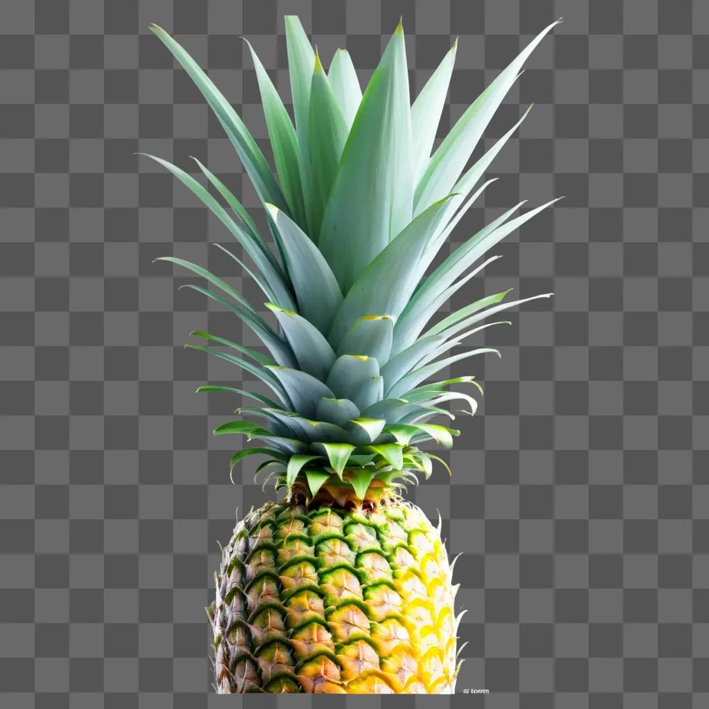 large green pineapple on a green background