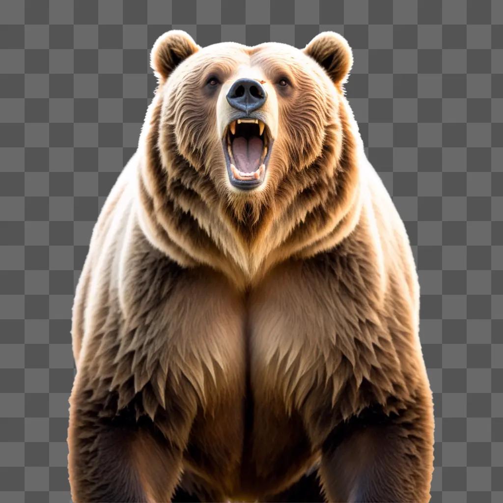 large grizzly bear with its mouth open