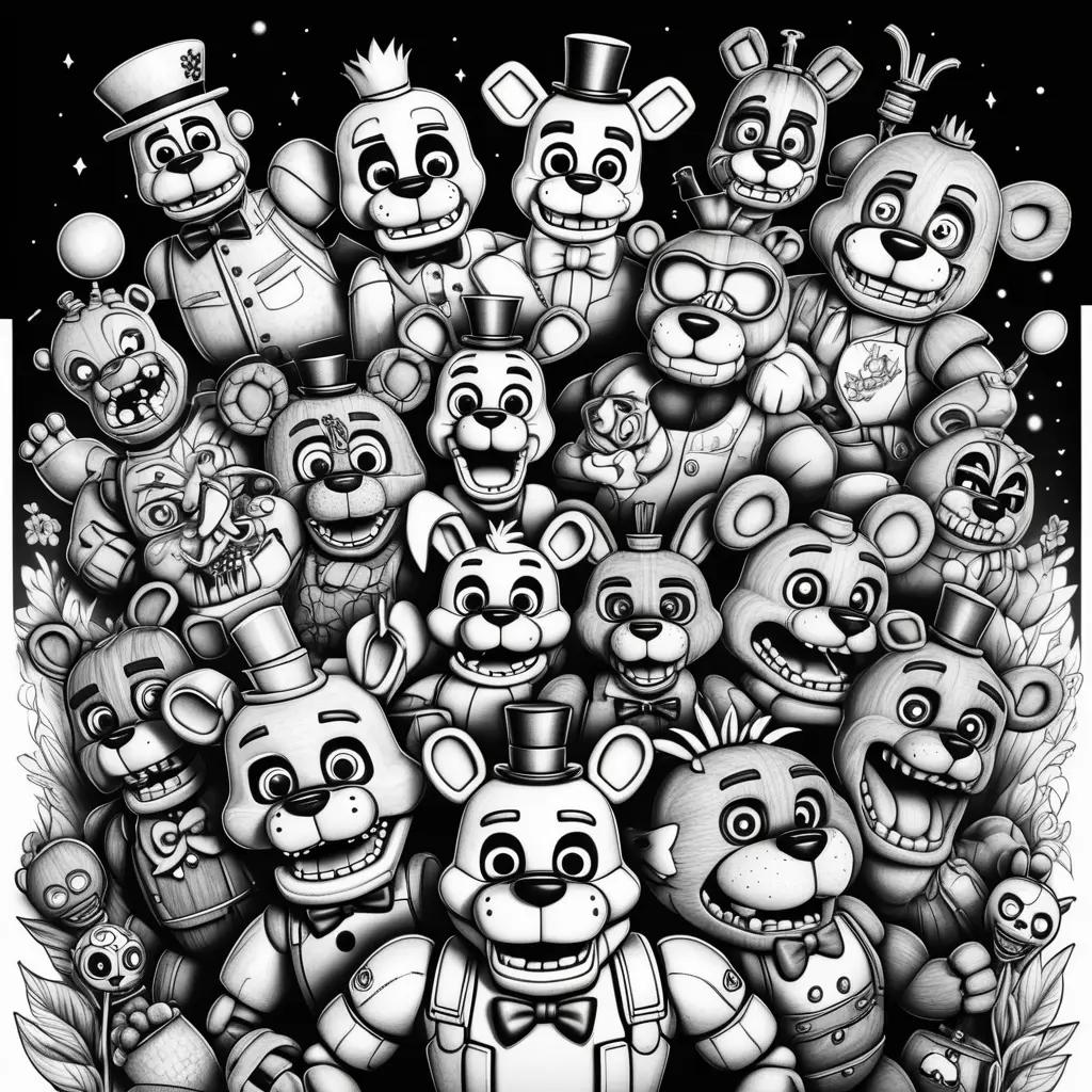 large group of five nights at freddys coloring pages