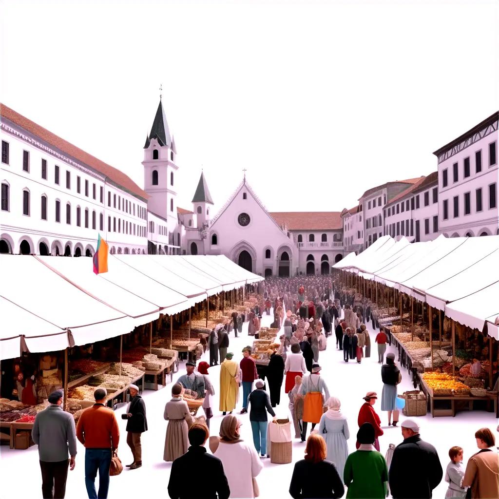 large group of people in a market