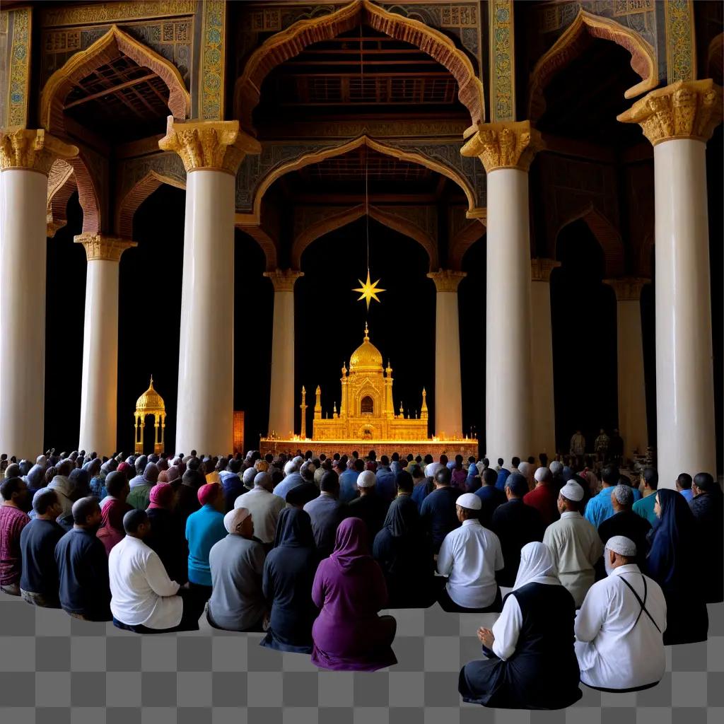 large group of people in a mosque