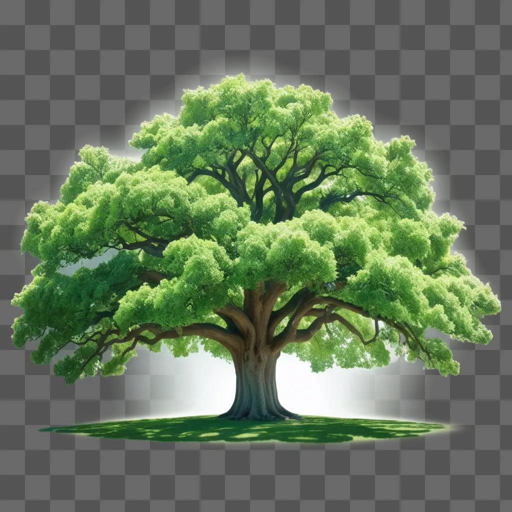 large oak tree in a green field