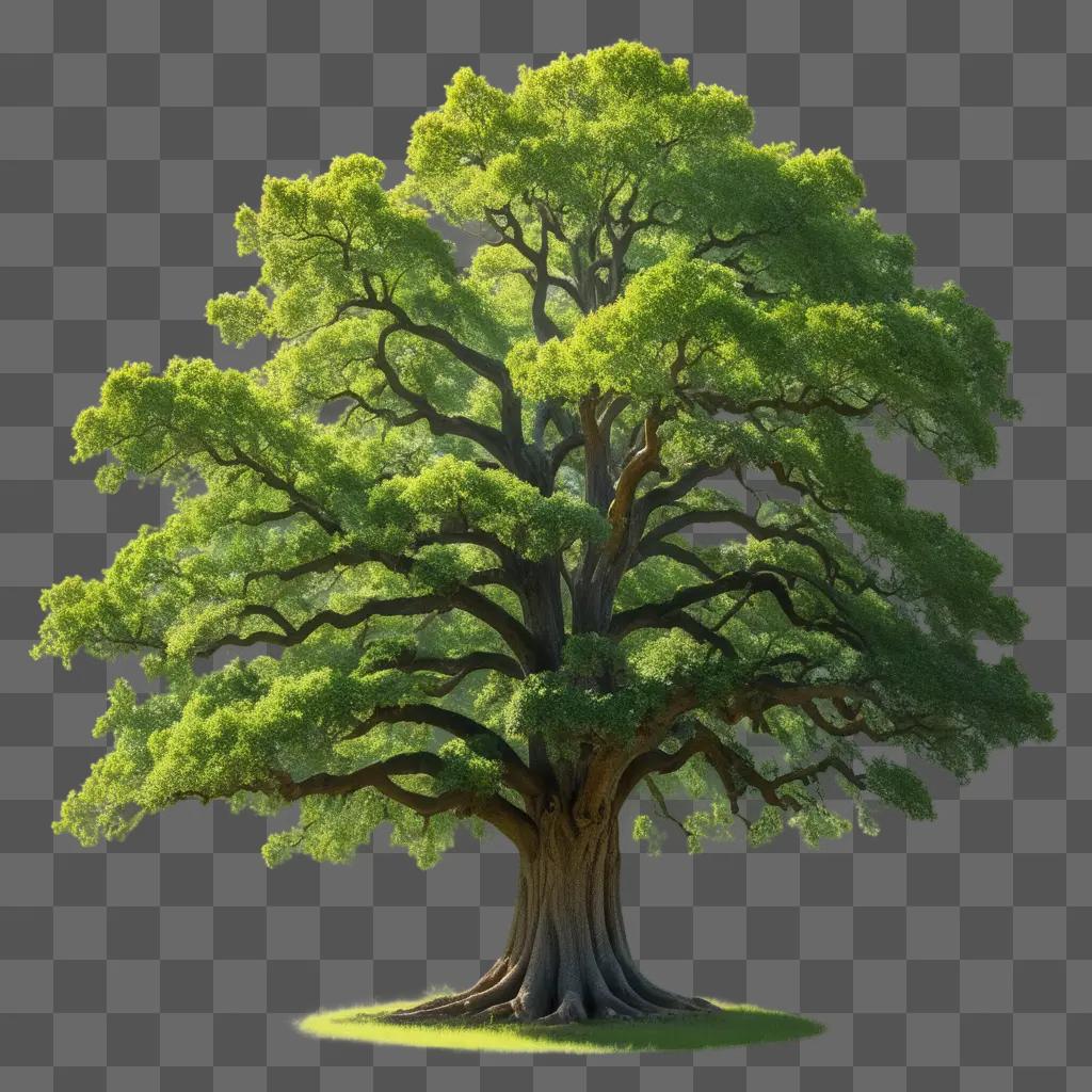 large oak tree stands in a field