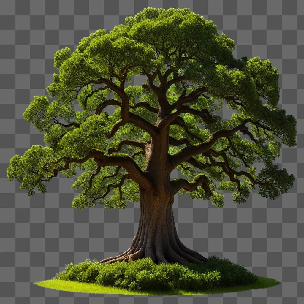 large oak tree with a green leafy background