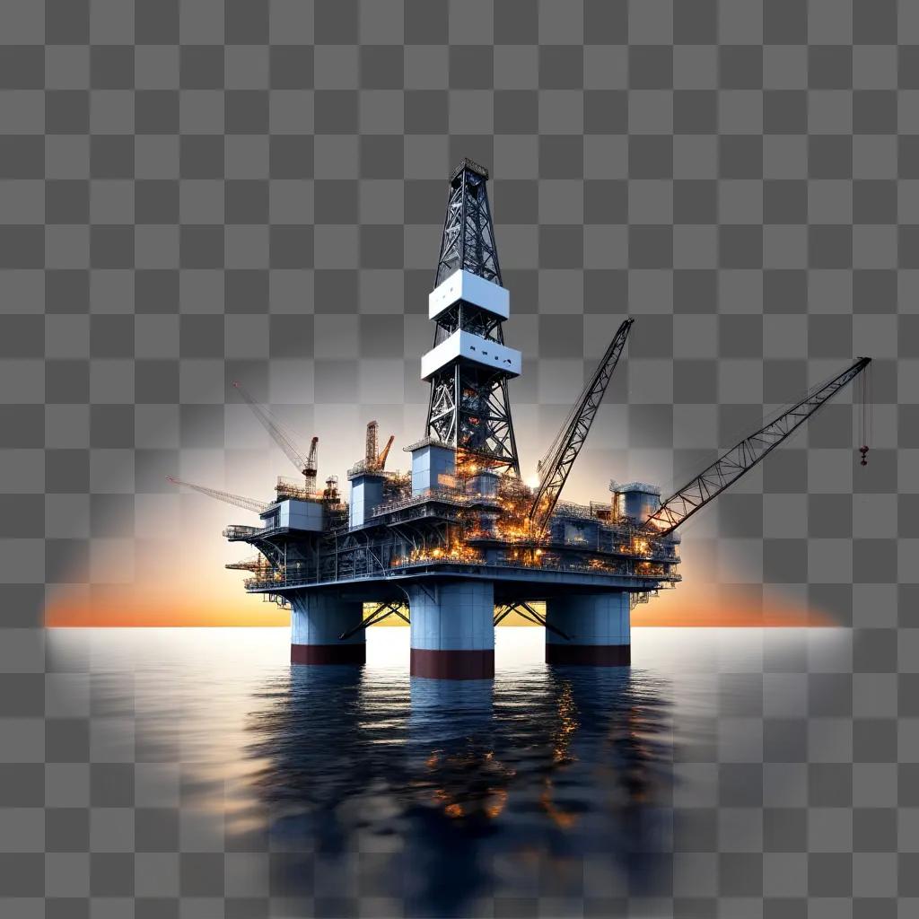 海に浮かぶ大型石油掘削装置