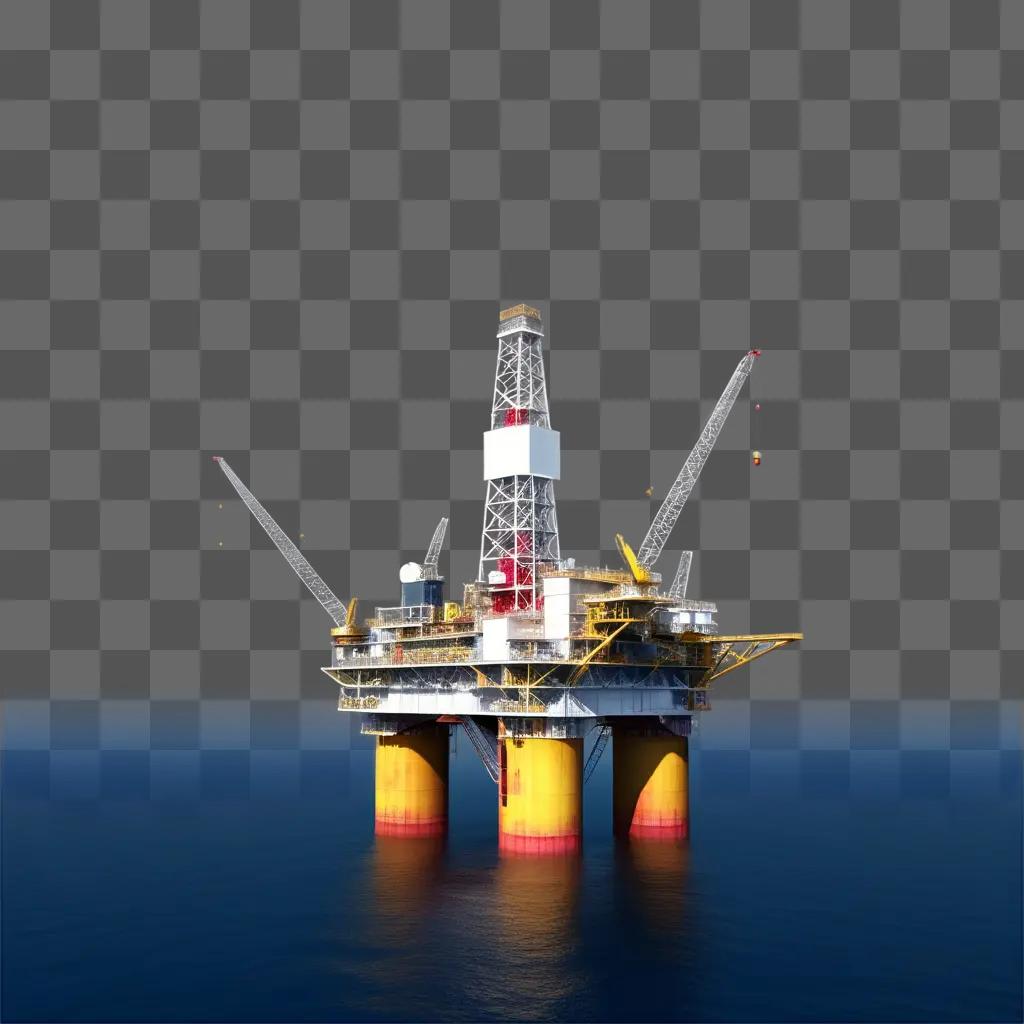 海の真ん中にある大型石油掘削装置