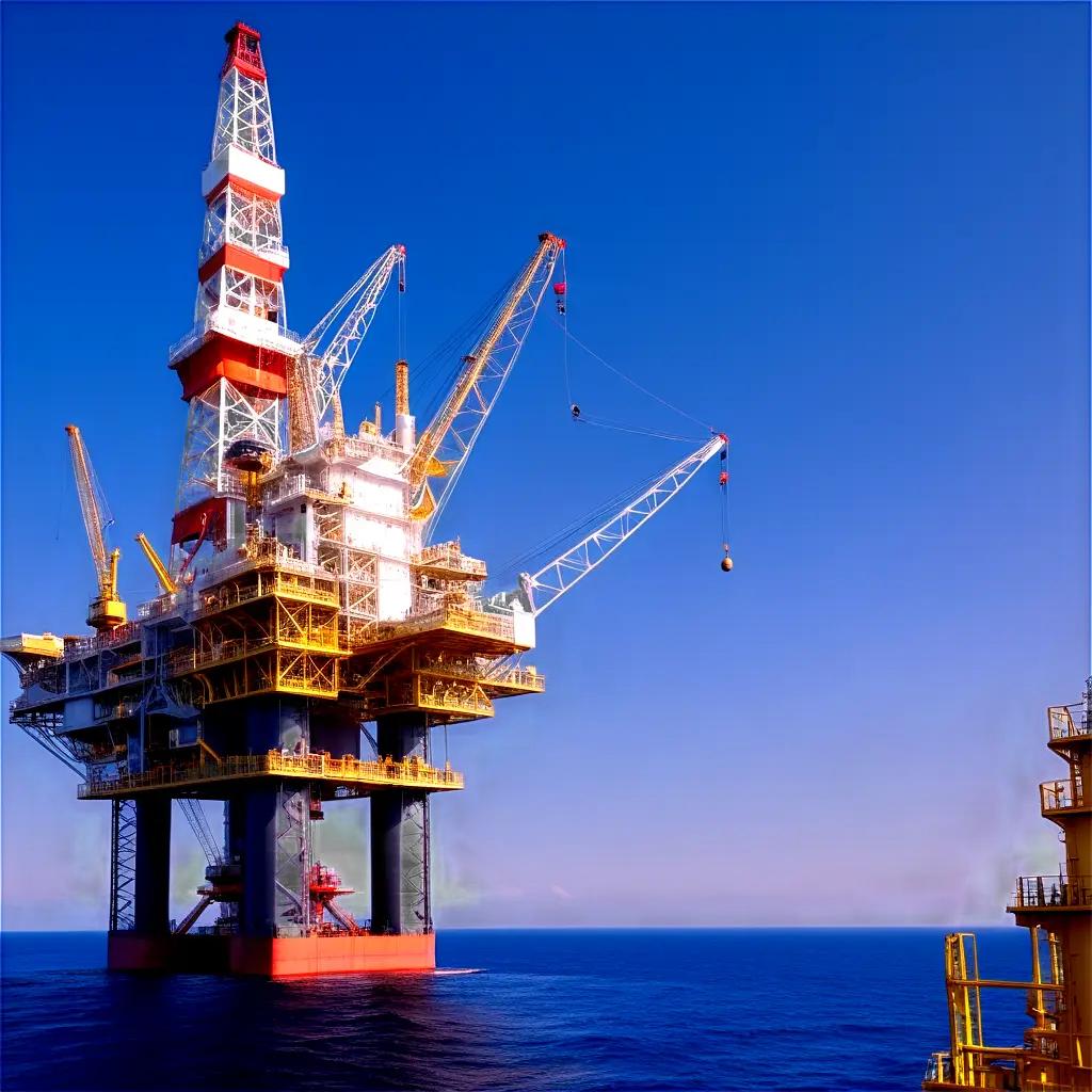 海に浮かぶ大型石油掘削装置