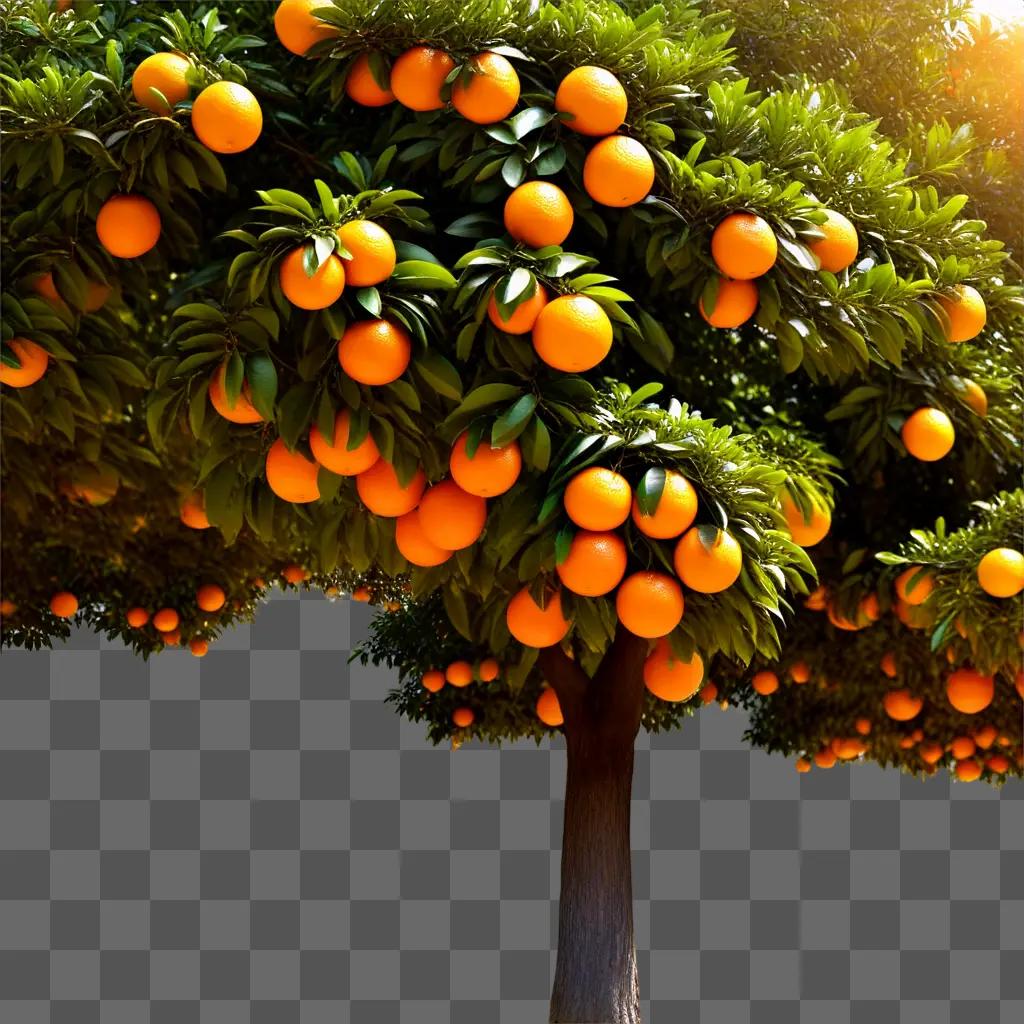 large orange tree with many oranges