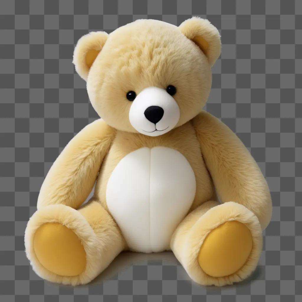 large plush bear sitting on a beige background