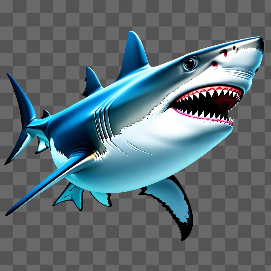 large shark clipart image with a blue background