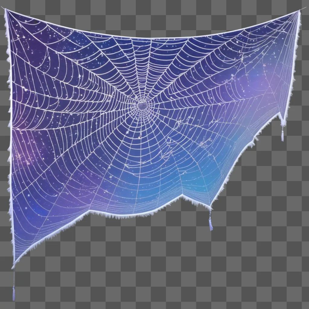 large spider web with a blue and purple background