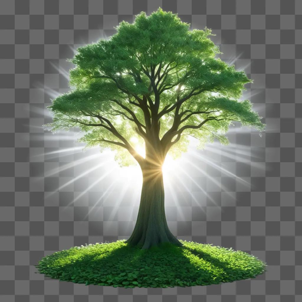 large tree with sunlight shining on it