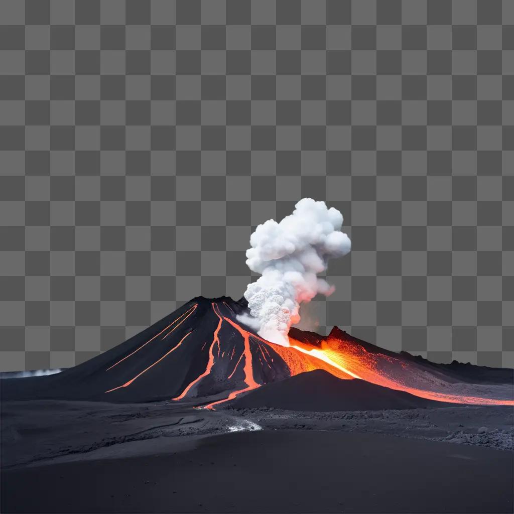 large volcanic eruption with smoke and lava