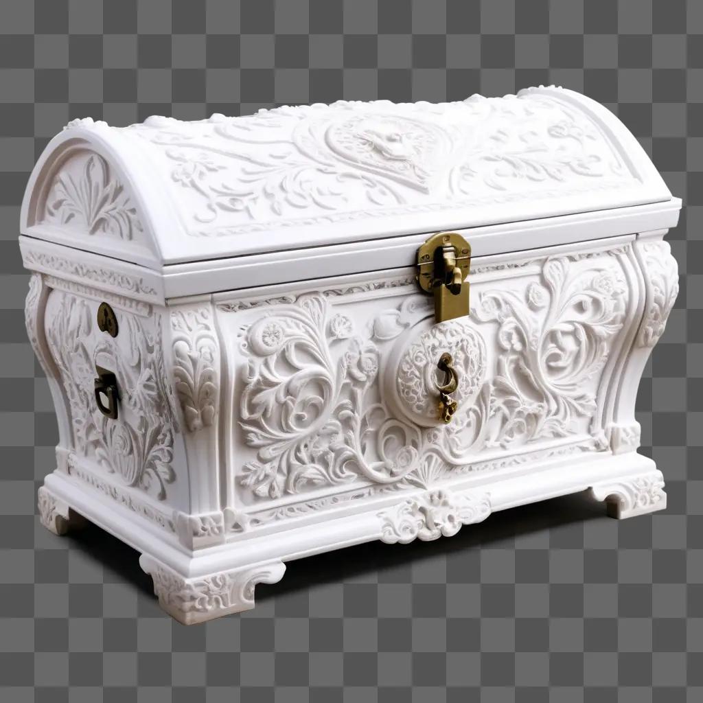 large white chest with gold details