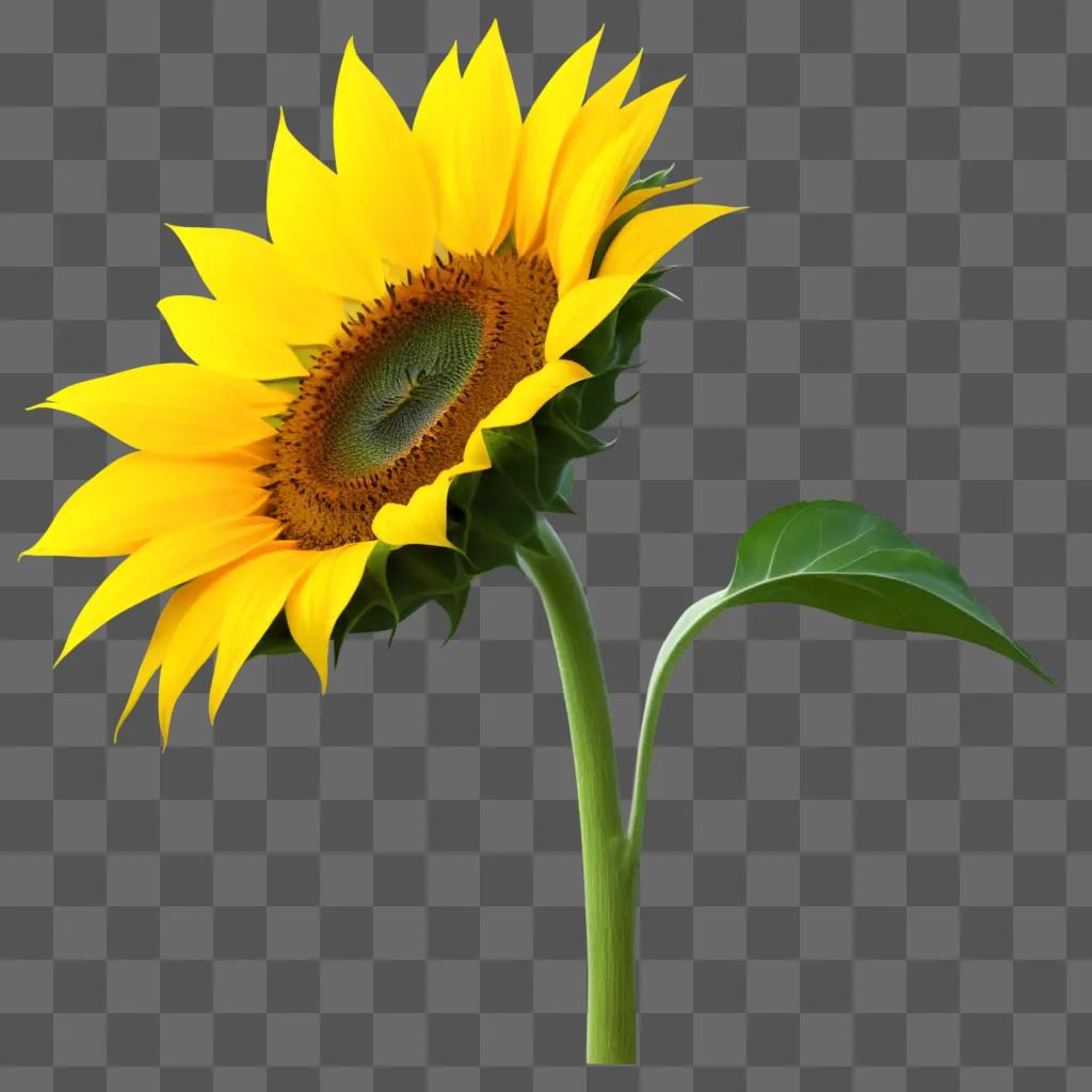 large yellow sunflower with green leaves