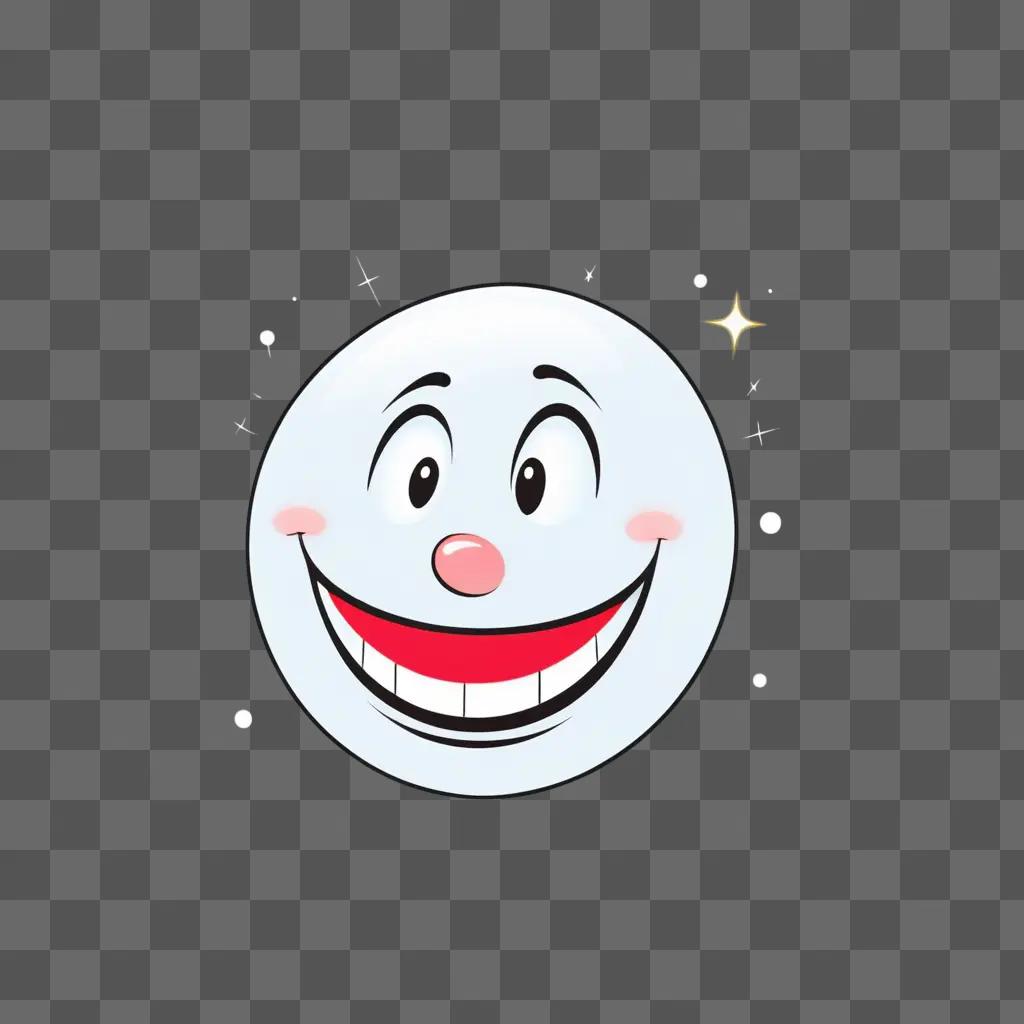 laughing cartoon face with a smiling nose and a star