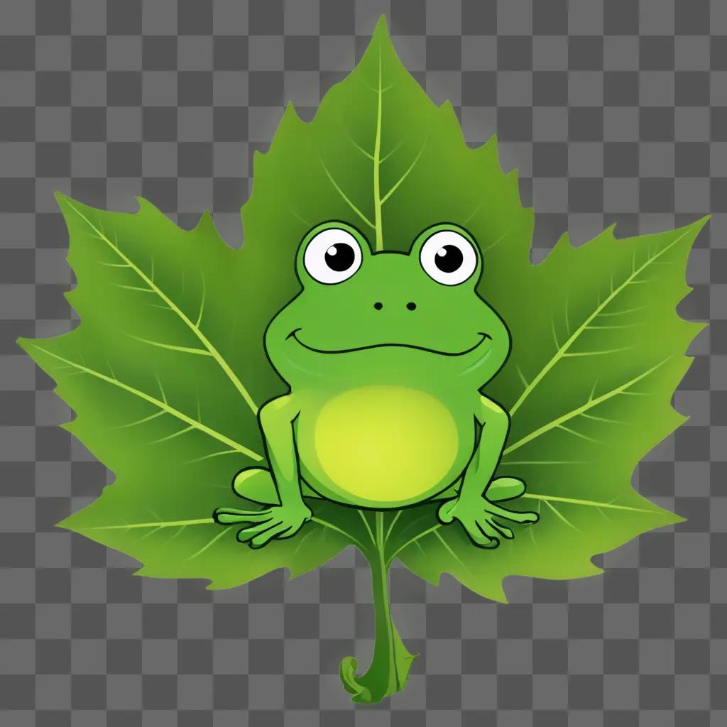 leaf clipart A green frog sitting on a leaf