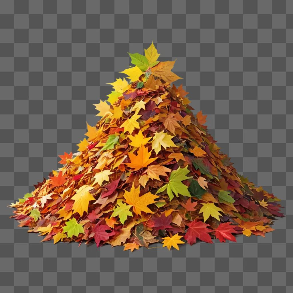 leaf pile with various colors of leaves