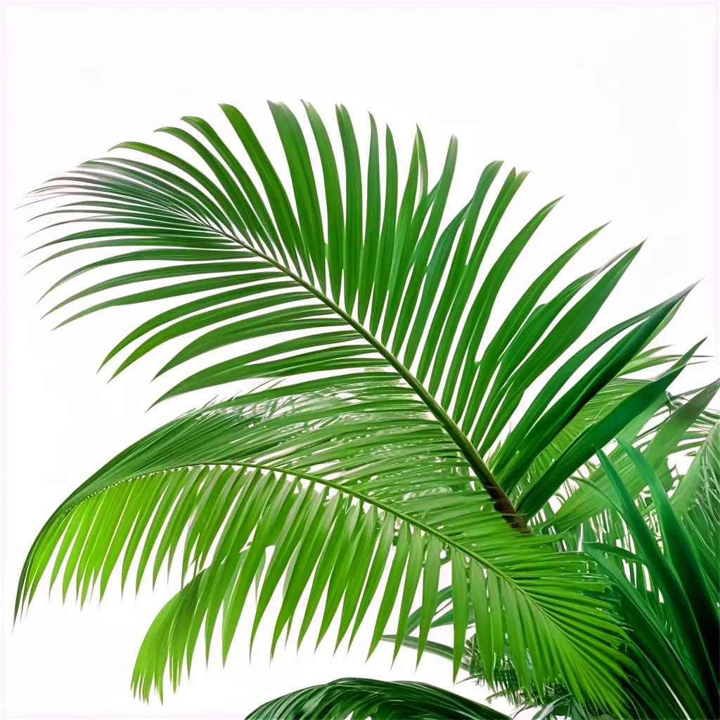 leafy palm tree in a white background