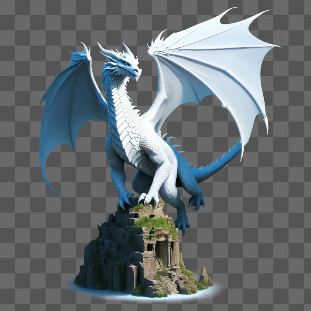 岩の上に翼を持つ伝説のドラゴン