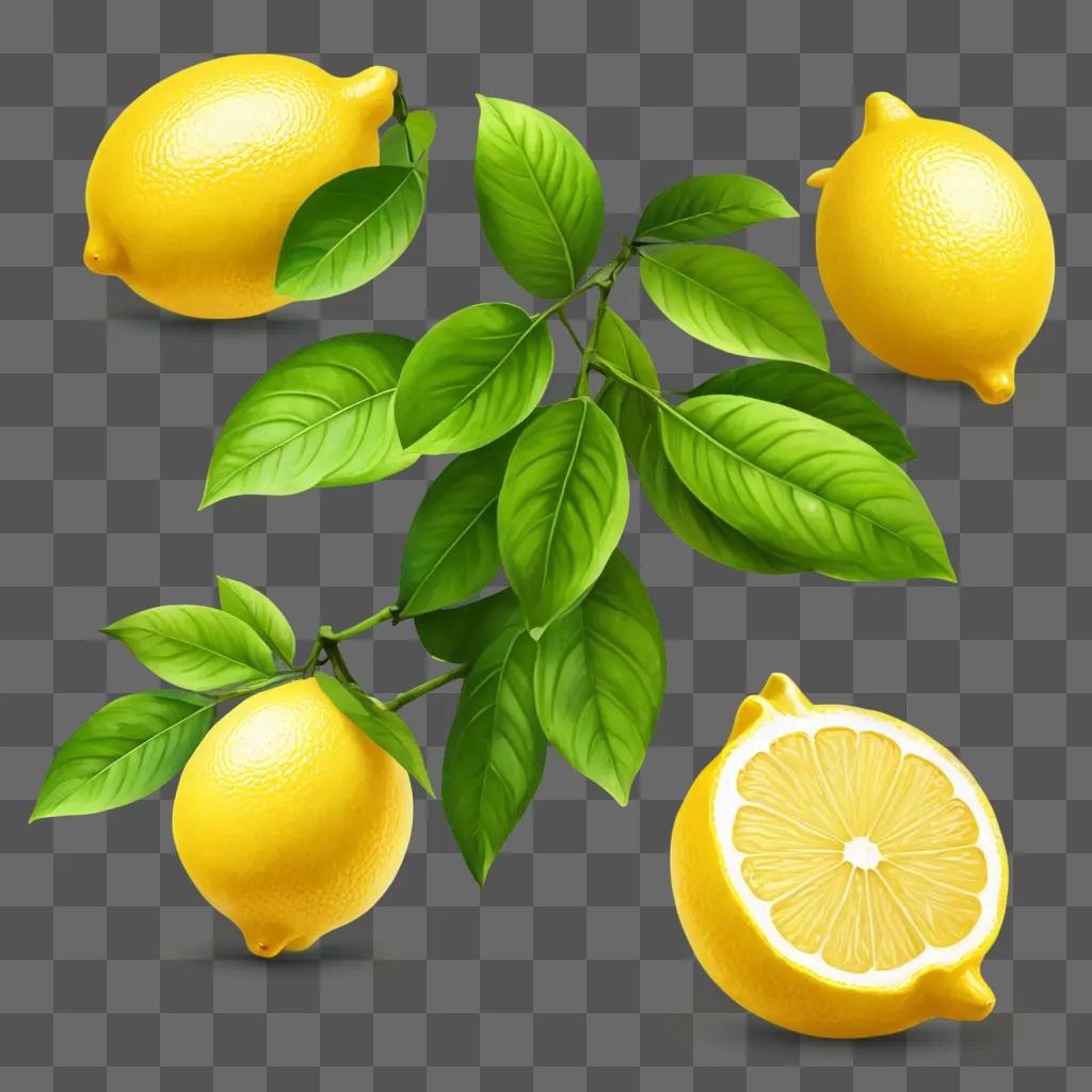 lemon clipart A vibrant illustration of lemons and leaves