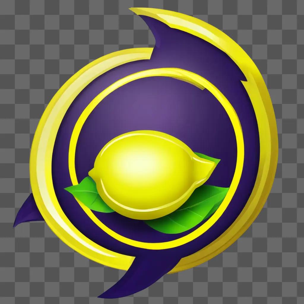 lemon clipart A yellow lemon in a purple circle