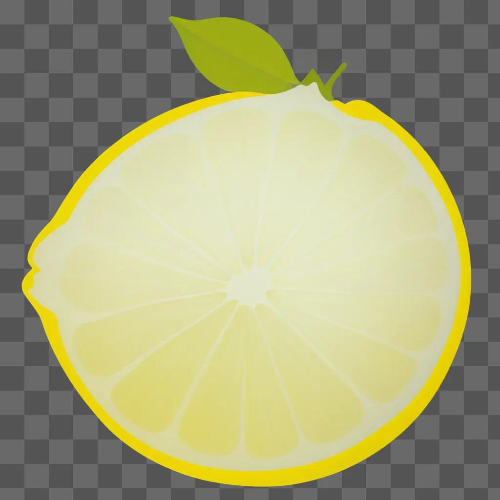 lemon slice with a green leaf on it