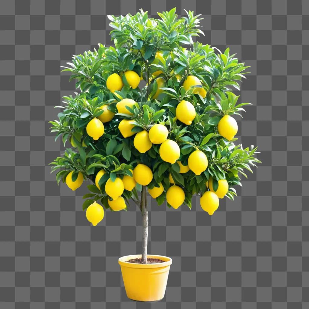 lemon tree with many lemons in a pot