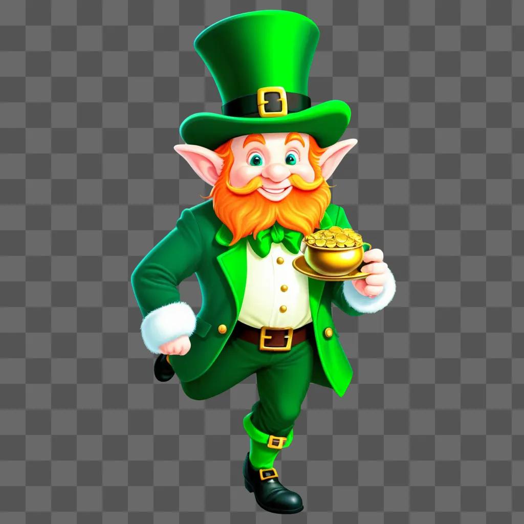 leprechaun carrying a gold pot and a hat