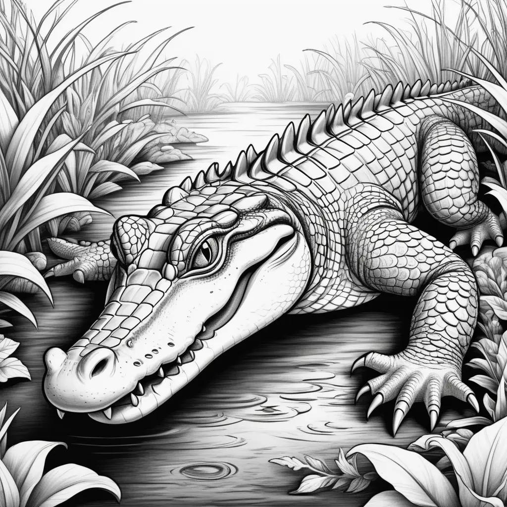 ligator Coloring Page in Black and White