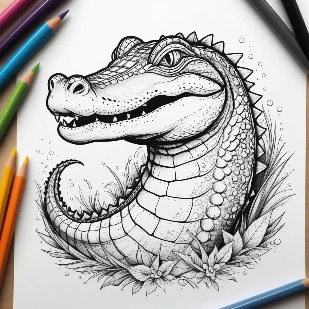 ligator color pages in a sketch art style