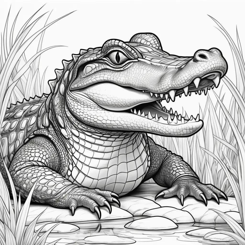 ligator coloring pages with black and white drawing