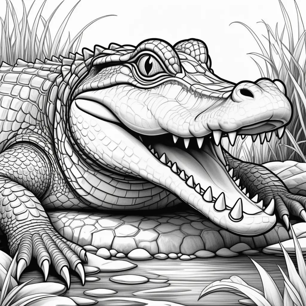 ligator coloring pages with black and white drawing