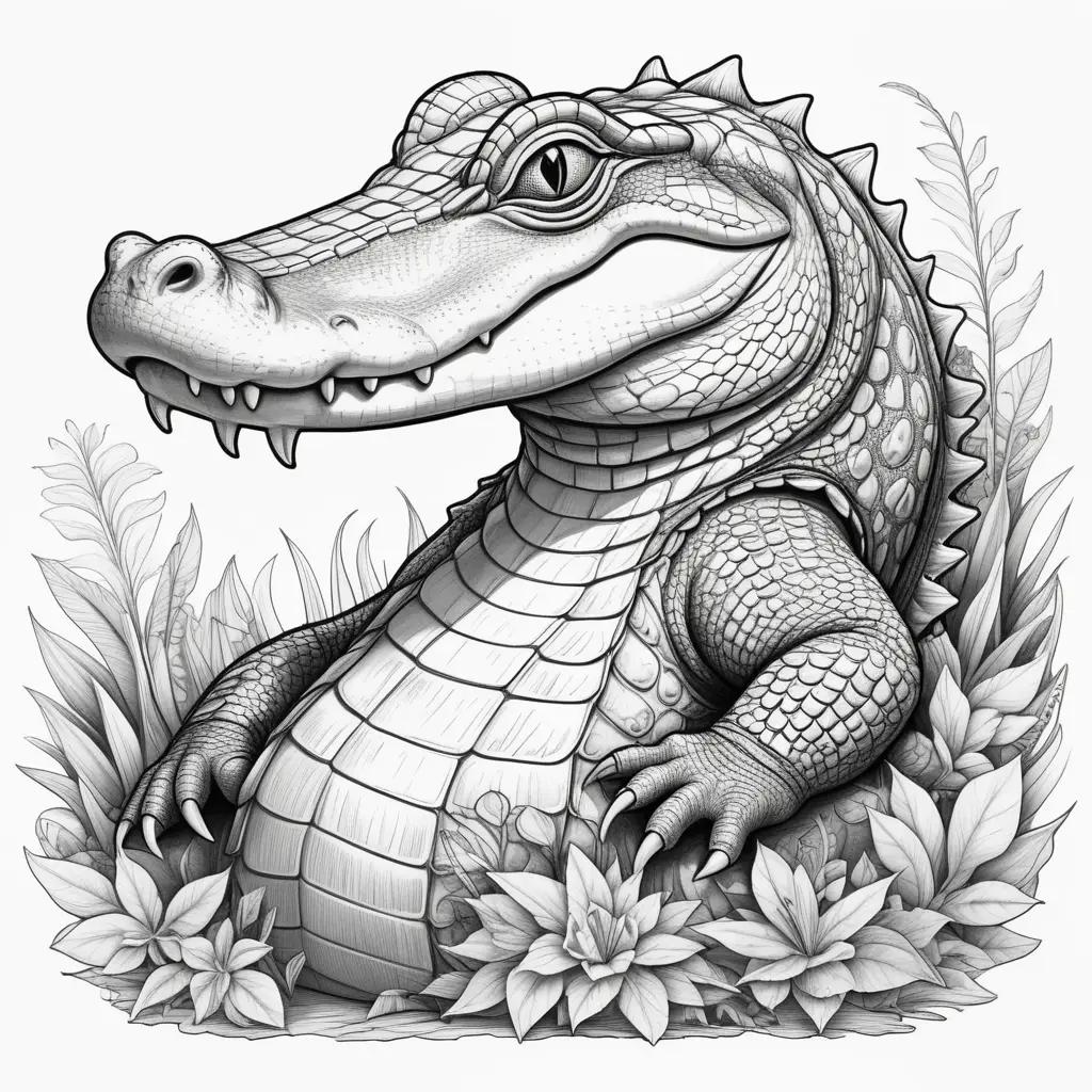 ligator coloring pages with black and white drawing