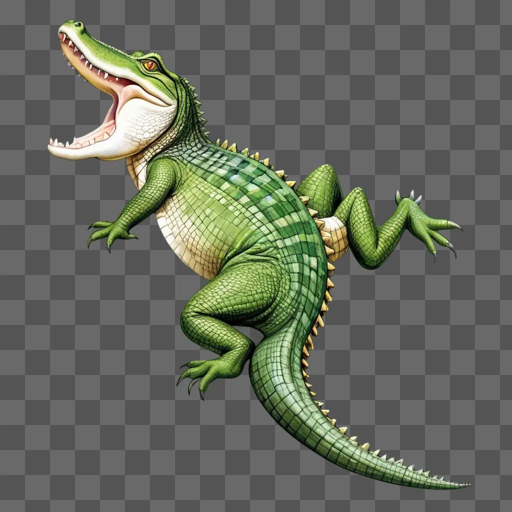 ligator with open mouth and side view drawing