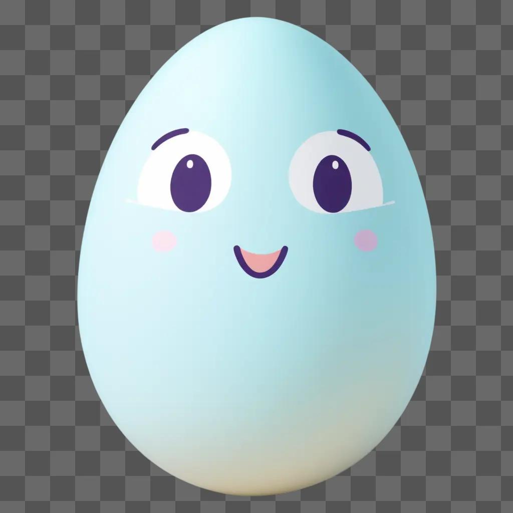 light blue egg with a smiling face drawn on it