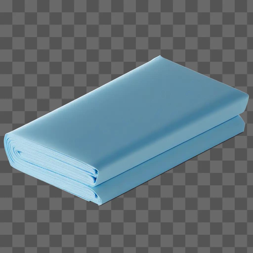 light blue folded packet sits on a light blue background