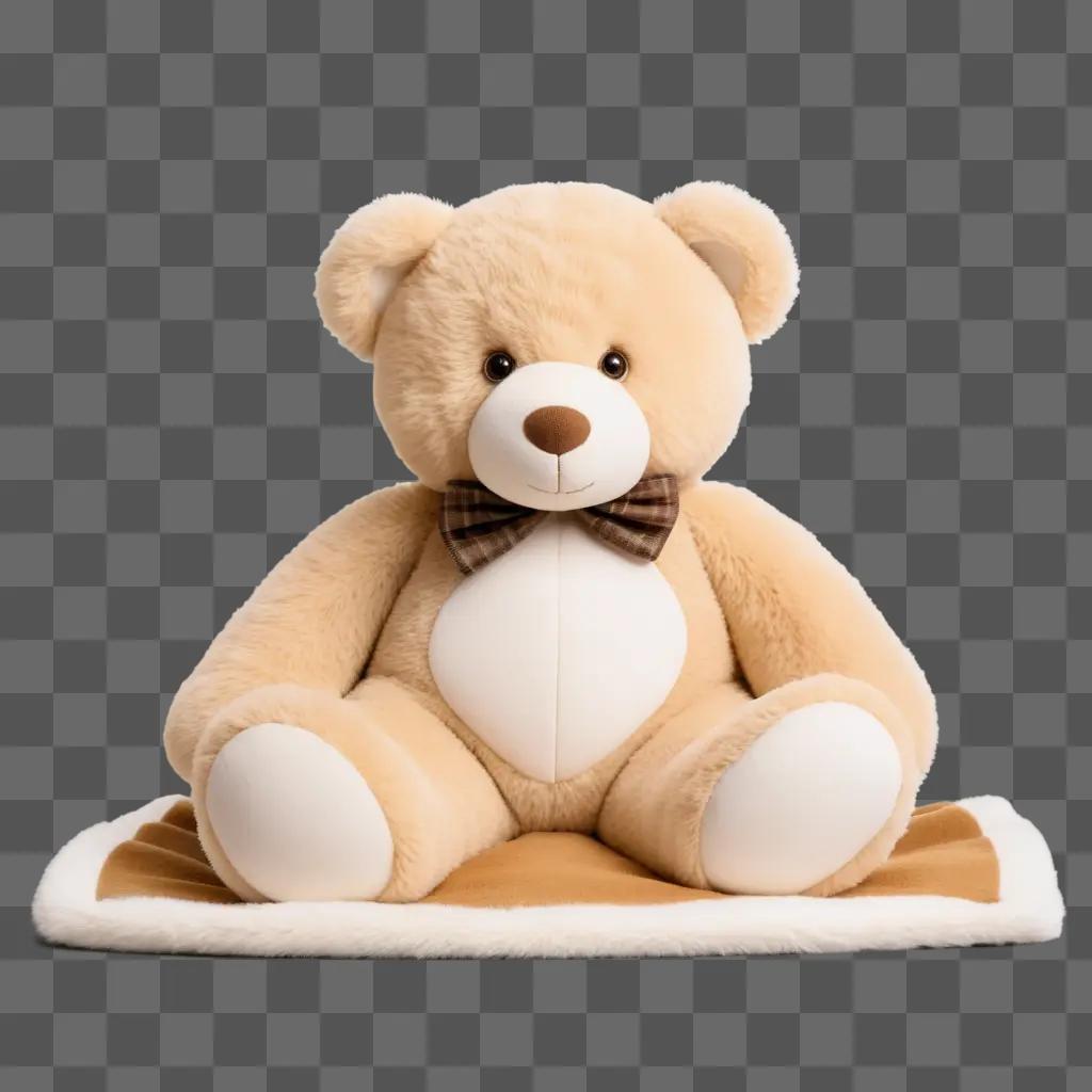 light brown teddy bear wearing a brown bow tie