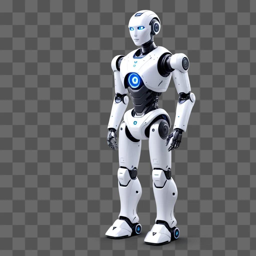 light-up AI robot stands on a grey background