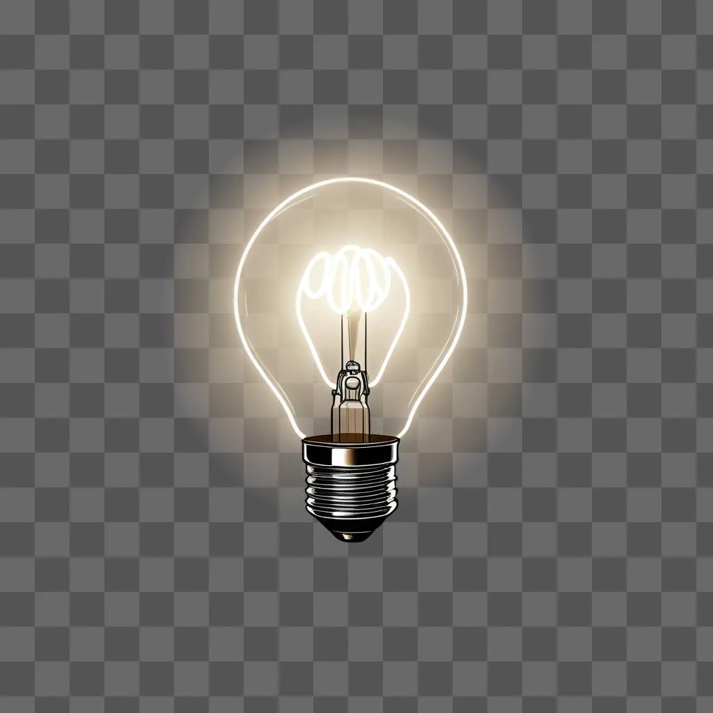 lightbulb logo glows in the center of a beige background