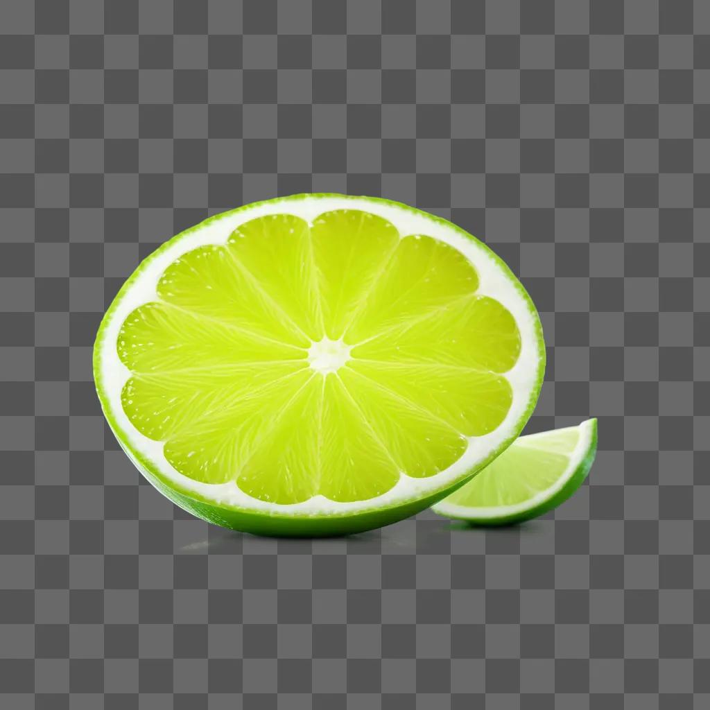 lime slice on a green background